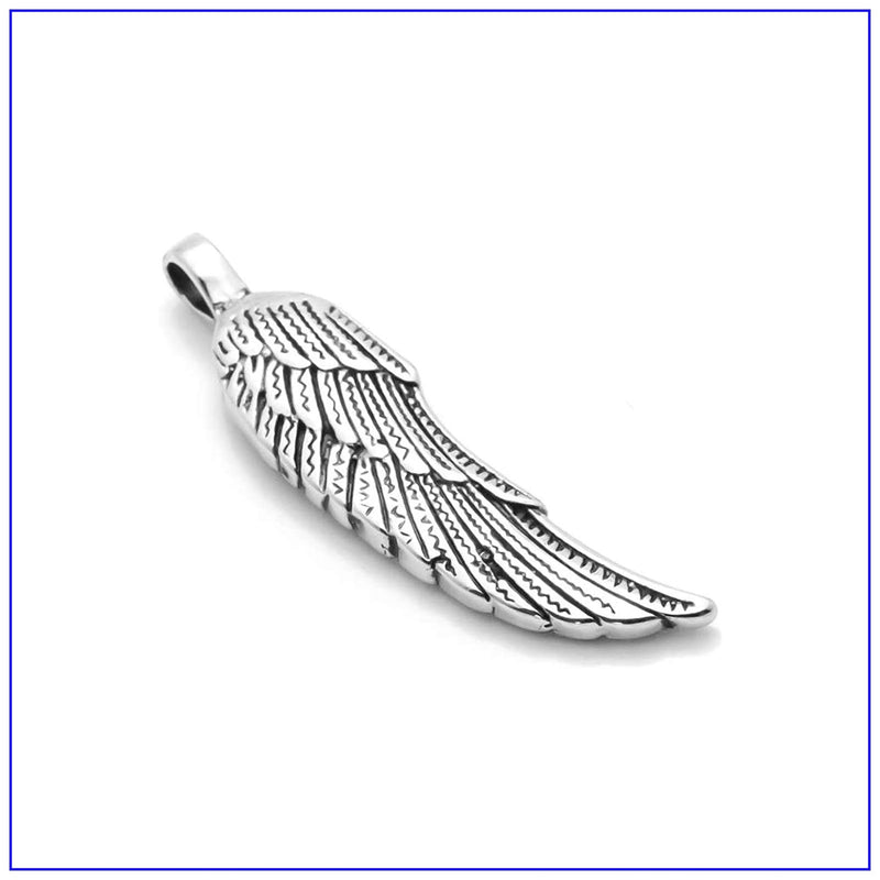 [Australia] - Fusamk Punk Stainless Steel Wing Pendant Feather Necklace,24" Box Chain Steel Feather 