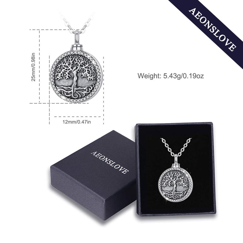 [Australia] - Urn Necklaces for Human Ashes for Women Men, Cremation Jewelry for Ashes, AEONSLOVE Sterling Silver Cremation Urn Memorial Pendant Ashes Necklace Keepsake Gifts for Women Men Adult C: Tree of Life Urn Necklace 