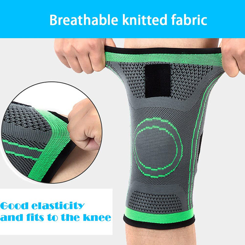 [Australia] - NuCamper Knee Brace for Arthritis Pain,Adjustable Compression Sleeve for Men Women Pain Relief，Knee Support for Injury Recovery, Meniscus Tear,Runing,Sports,Workout Green Large 