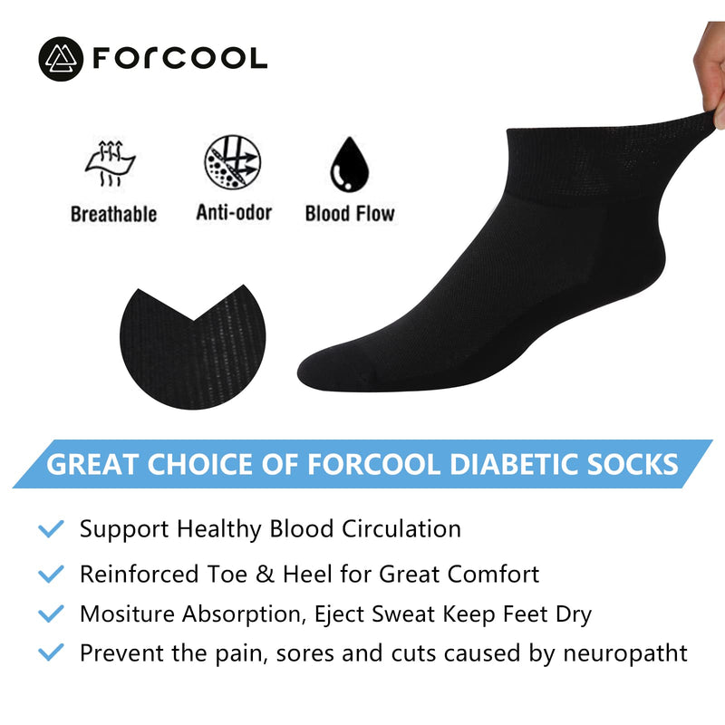 [Australia] - Forcool Non Binding Loose Top Seamless Ankle Low Cut Cotton Diabetic Socks for Men and Women, M/L/XL, 3/6 Pairs 6 Black&gray&white X-Large 