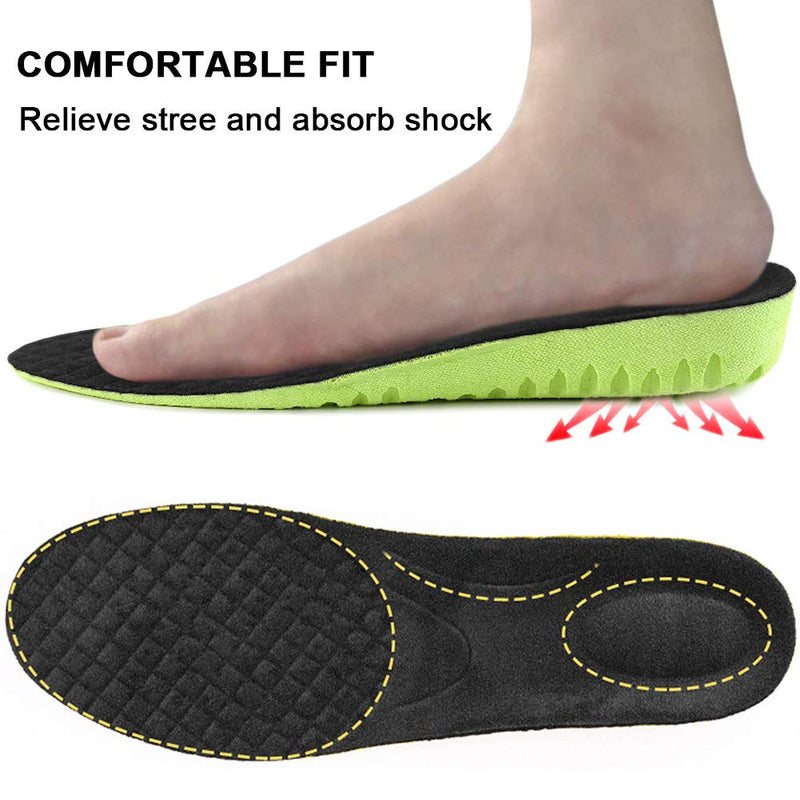 [Australia] - Ailaka Elastic Shock Absorbing Height Increasing Sports Shoe Insoles, Soft Breathable Honeycomb Orthotic Replacement Inserts for Men & Women 8-12 M US Women/7-10 M US Men Green, Heel Height: 2.5cm 