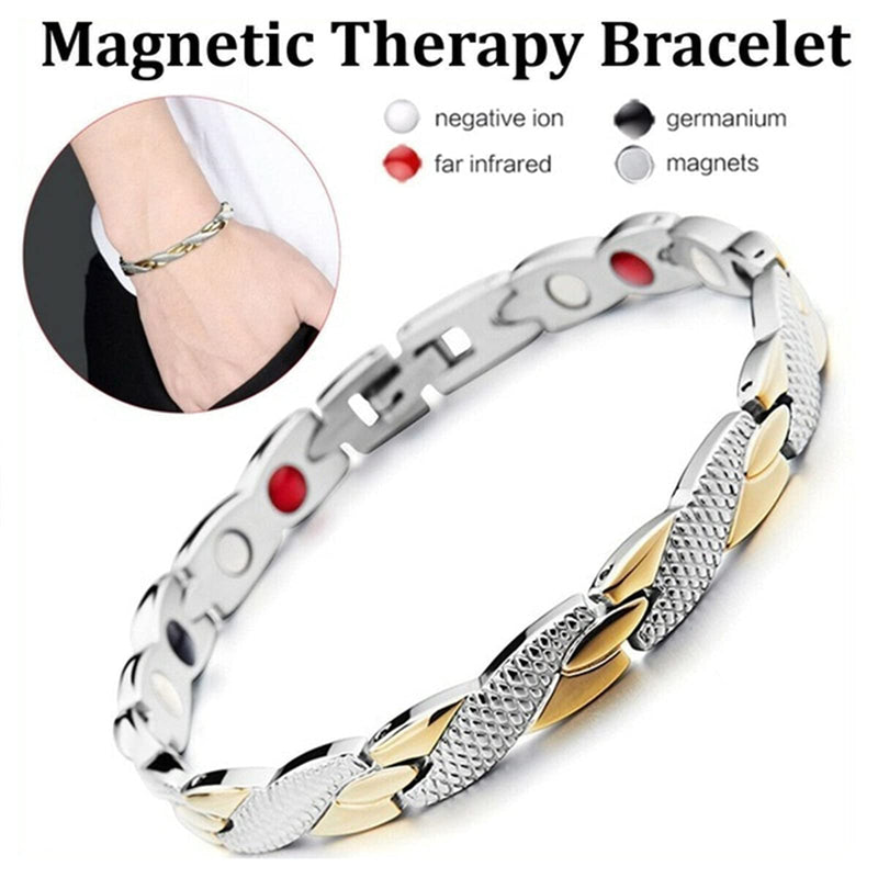 [Australia] - WDYY Elegant Magnetic Therapy Fit Plus Bracelet, Slimming Weight Loss Anti-fatigue Magnetic Bracelet for Men Women (Silver+gold) 