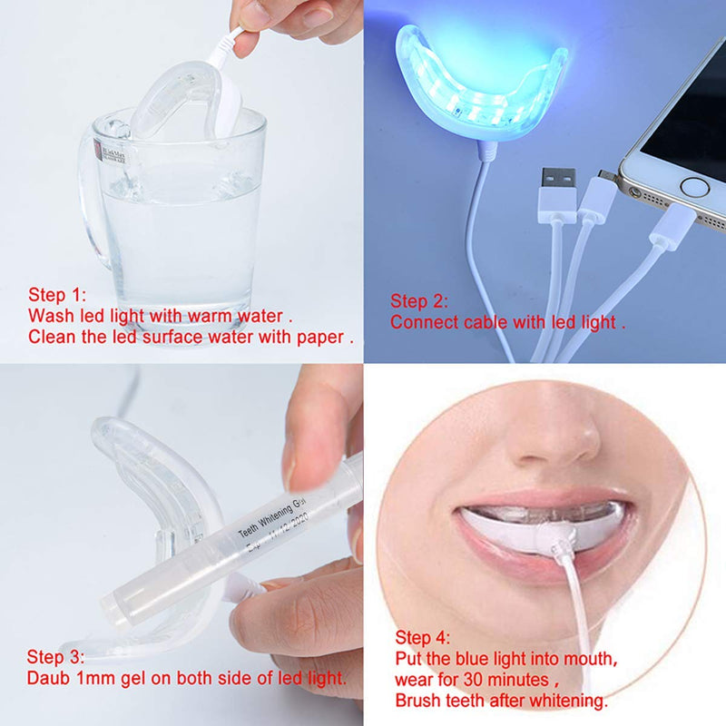 [Australia] - Teeth Whitening Kit,Teeth Whitening Gels Kit,Teeth Whitener,Led Light Home Teeth Bleaching Kit Perfect Home Teeth Whitening 5 Piece Set Beige 