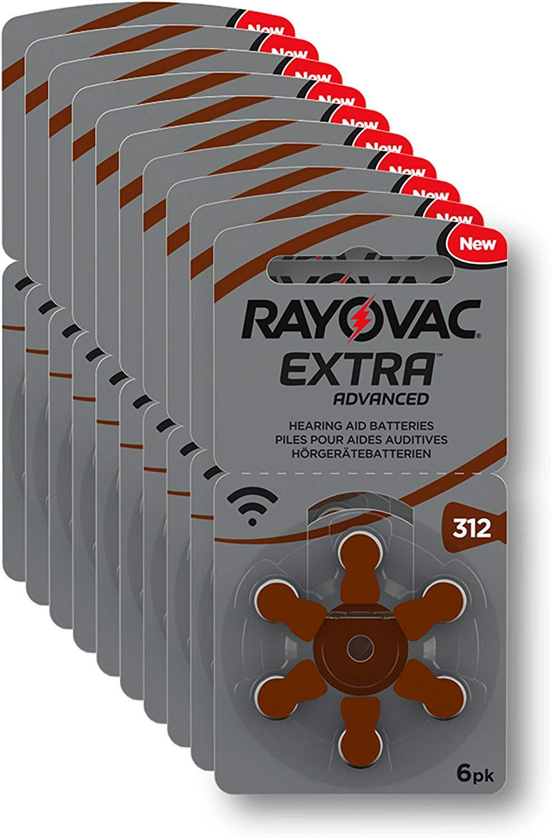 [Australia] - Rayovac Extra Advanced Hearing Aid Batteries, Size 312, Brown Tab, PR41, Pack of 60 6x10 Pack 312 AU - Brown Single 