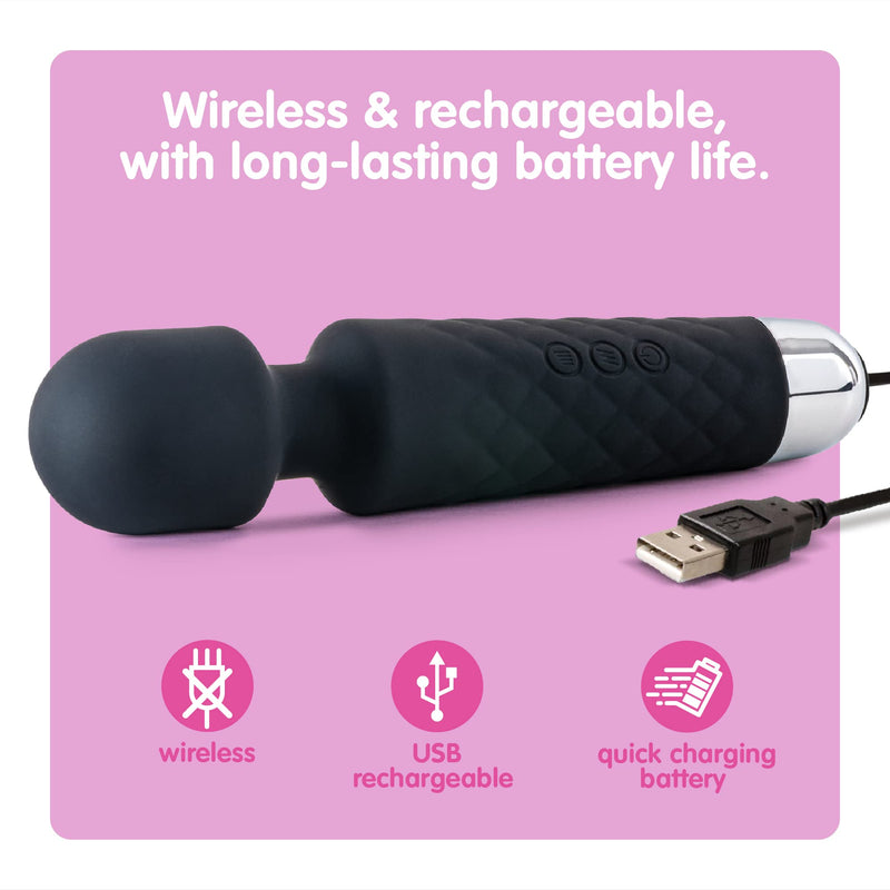 [Australia] - Oliver James Personal Body Massager - Quiet, Waterproof, Powerful, Wireless, Rechargeable Travel Massager - 20 Vibration Patterns & 8 Speeds - Full Body Relaxation and Muscle Tension Relief (Black) Black 