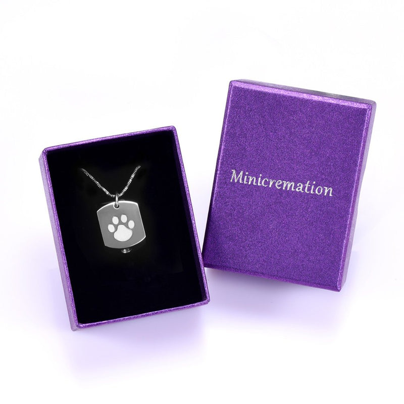 [Australia] - Minicremation Cremation Jewelry Urn Necklace for Ashes for Pet, Paw Print Memorial Ash Jewelry, Keepsake Pendant for Pet's Cat Dog's Ashes with Filling Kit Silver 