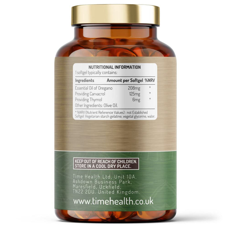[Australia] - Oregano Oil - 120 Softgels - Vegan & Carrageenan-Free - 125mg Carvacrol per Softgel - Contains Thymol - UK Made - Zero Additives (120 Softgel Bottle) 120 Count (Pack of 1) 