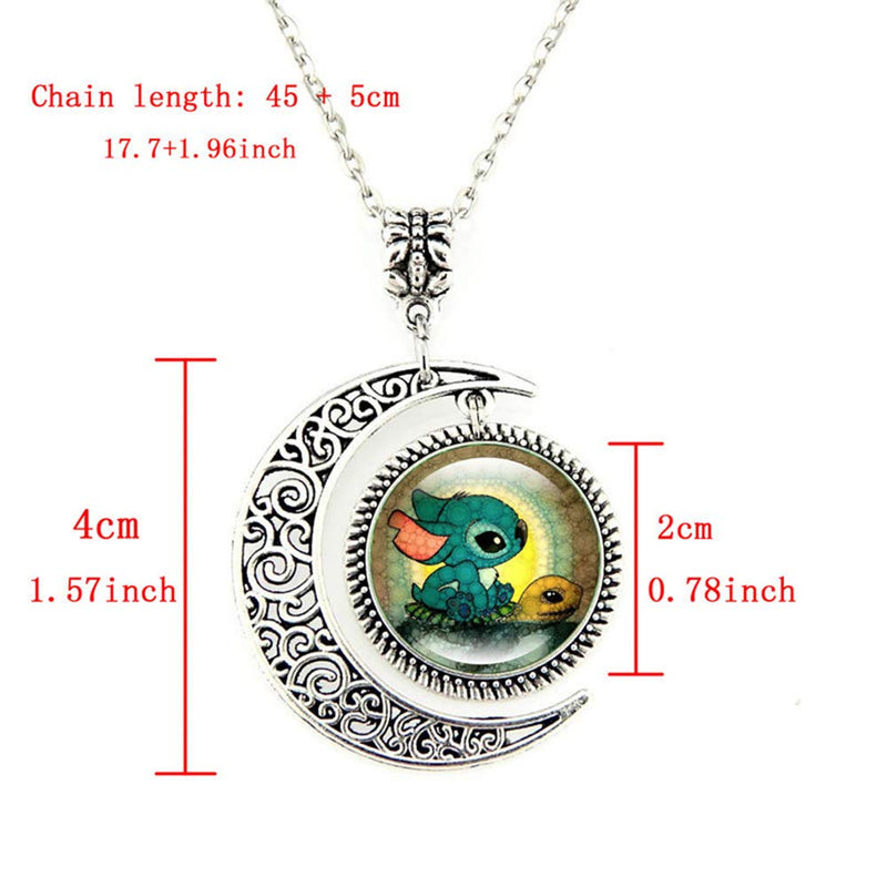 [Australia] - Moon Pendant Necklace Stitch and Turtle Jewelry Set Crescent Necklace Bracelet Earring Gift for Women stitch jewelry set 