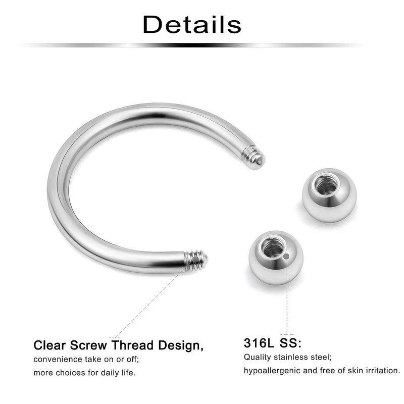 [Australia] - Ftovosyo 36-40Pcs 16G Surgical Steel Nose Septum Rings Piercing Jewelry Horseshoe Cartilage Helix Tragus Earring Hoop Eyebrow Lip Hoop Retainer for Women Men 8mm 10mm 40pcs 10.0 Millimeters 