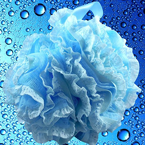 [Australia] - Loofah-Bath-Sponge Lace-Mesh-Set >> 2-Scrubs-in-1 by Shower Bouquet: Large Full 60g Pouf (4 Pack Spa Colors) Body Luffa Loofa Loufa Puff - Exfoliate, Cleanse Skin with Luxurious Bathing Accessories 