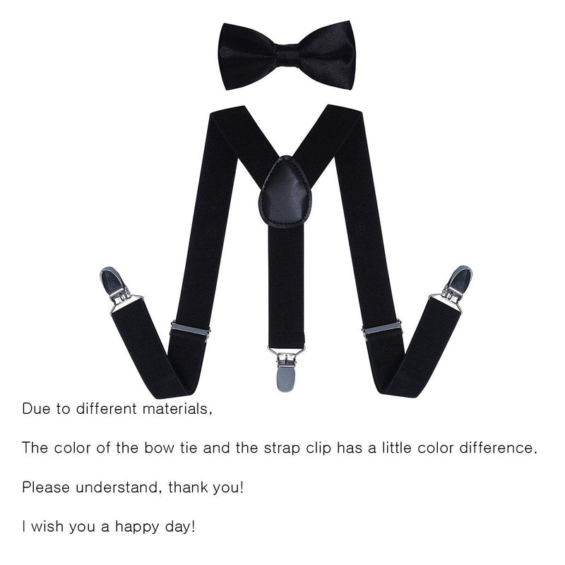 [Australia] - Kids Suspender Bow Tie Sets - Adjustable Braces With Bowtie Gift Idea for Boys and Girls by WELROG Black 25Inches (6 Months to 7 Years) 