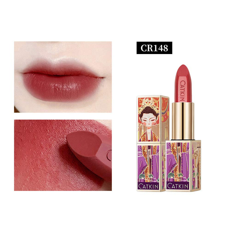 [Australia] - CATKIN Rouge Matte Lipstick 4PCS Set Waterproof Long Lasting Satin Nourish Moisturizing Smooth Soft 0.13 Ounce-Chinese Style Love Song 4PCS 