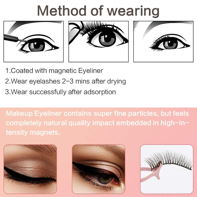 [Australia] - Magnetic Eyelashes with Eyeliner, InBrave 6D Reusable Magnetic False Lashes and Liner Natural Look with Applicator - No Glue Needed (5 Pairs) 55 