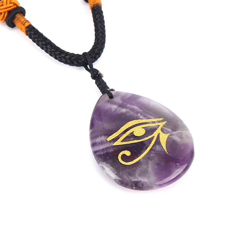 [Australia] - N\C Egyption Eye of Horus Necklace Men Women Protection Symbol Fashion Pendant Jewelry with Chain ，Come Gift Box Amethyst 