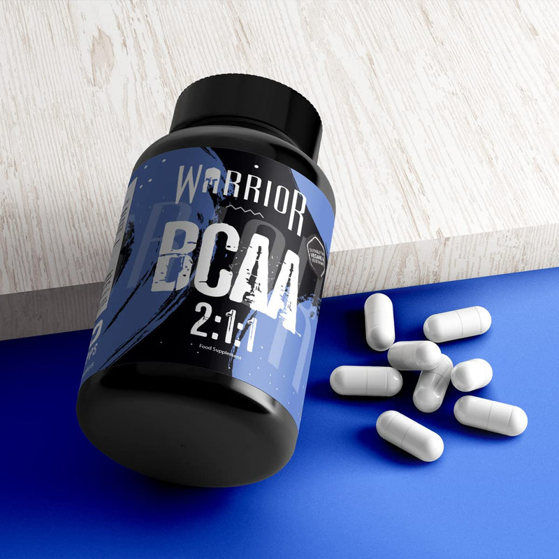 [Australia] - Warrior BCAA Capsules - 60 Caps - 1000mg - 2:1:1 Ratio; Pharmaceutical Grade Leucine, Isoleucine and Valine - Branched Chain Amino Acid 