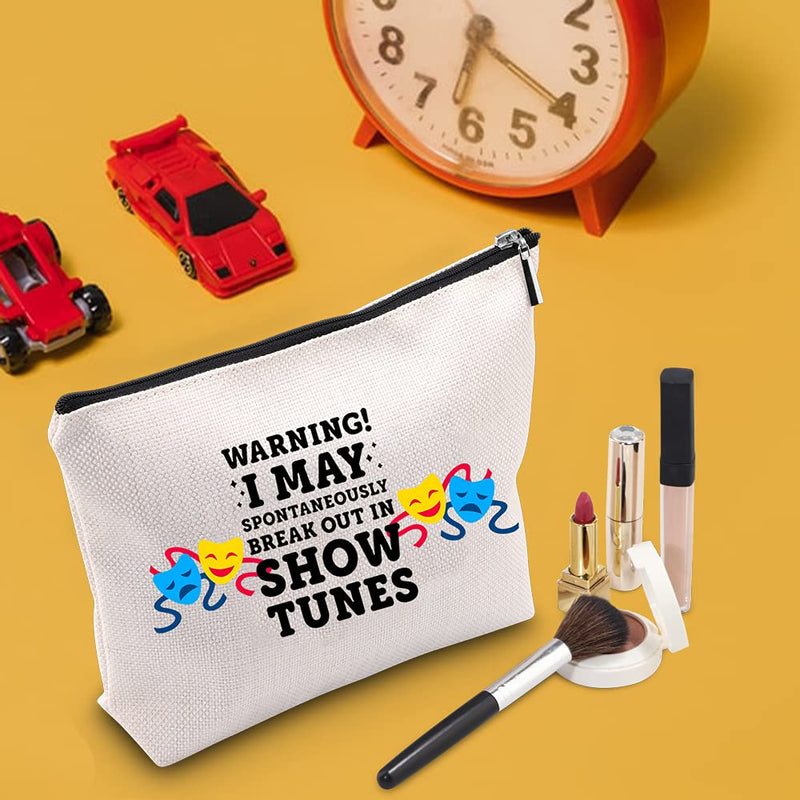 [Australia] - TSOTMO Warning I May Randomoly Break Out In Show Tunes Cosmetic Bag Theatre Novelty Makeup Bag Broadway Musical Theater Gift (SHOW TUNES) 