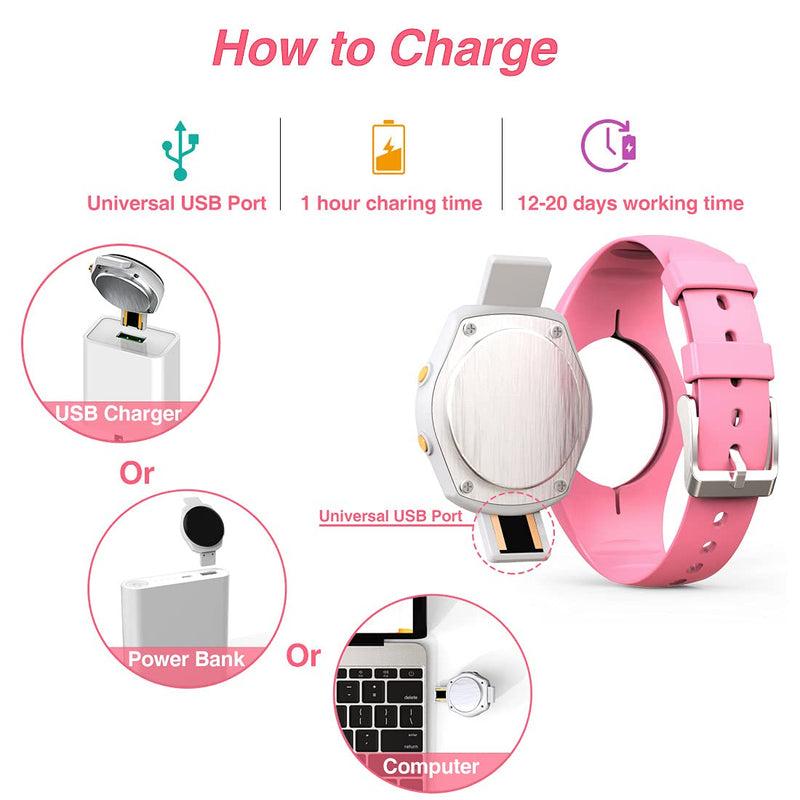 [Australia] - Led Digital Pedometer Watch , Digital Steps Tracker , Non-Bluetooth, Vibrating Alarm Clock, Stopwatch, Great Gift for Children Teens Girls Boys Women Pink 