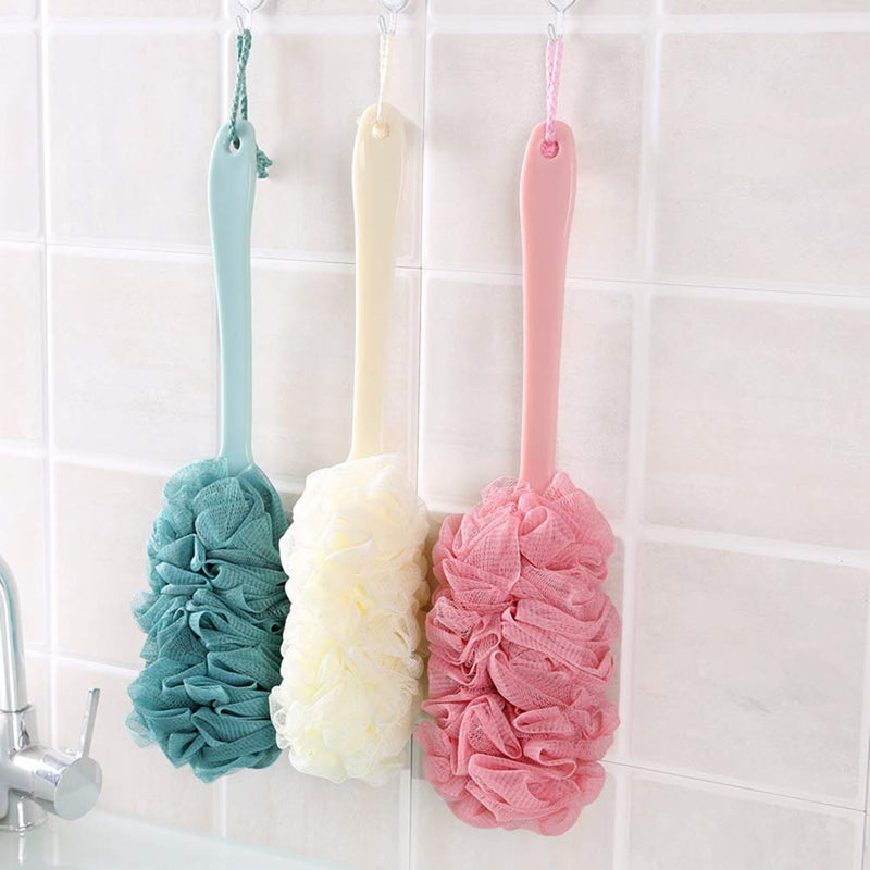 [Australia] - 3 Pack Long Handled Shower Body Brush Loofah Skin Sponge Cleaning Back Scrubber Exfoliating Luffa Bath Sponge for Body (Multiple Colors(3 Pack)) 