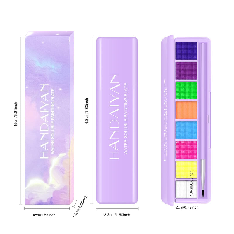 [Australia] - KYDA 8 Colors UV Glow Eyeliner Palette, Water Activated Eyeliner Palette, Highly Pigmented Eyeshadow Eyeliner Makeup Palette, Body Face Paint Makeup with Eyeliner Brush-Set A 