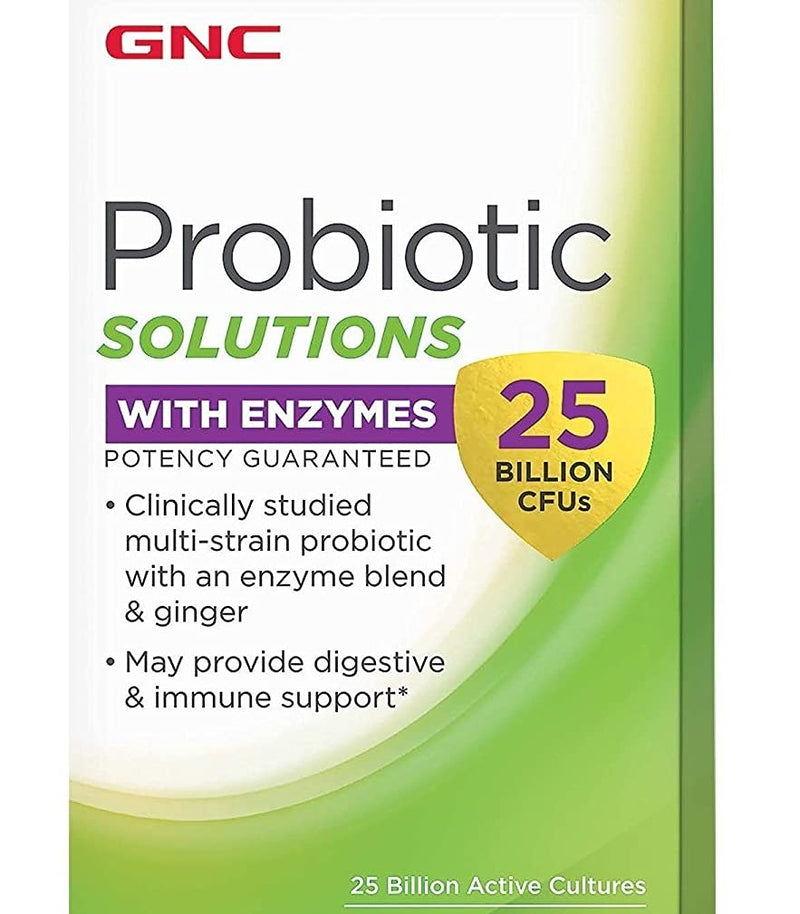 [Australia] - GNC Probiotic Solutions with Enzymes with 25 Billion CFUs, 30 Capsules, Daily Probiotic Support 1 