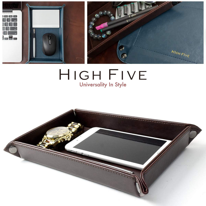 [Australia] - HIGH FIVE Vegan Leather Utility Tray for Keys Phone Accessories Watches Office Home Car Red 