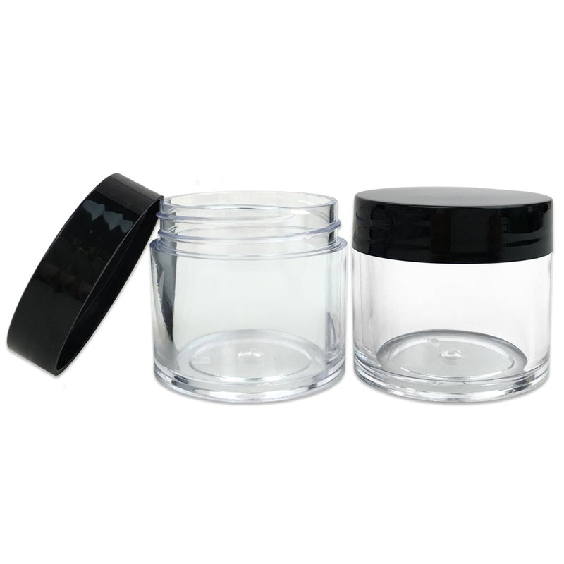 [Australia] - Beauticom 6 Piece 1 oz. USA Acrylic Round Clear Jars with Flat Top Lids for Creams, Lotions, Make Up, Cosmetics, Samples, Herbs, Ointments (6 Pieces Jars + Lids, BLACK) 6 Pieces Jars + Lids 