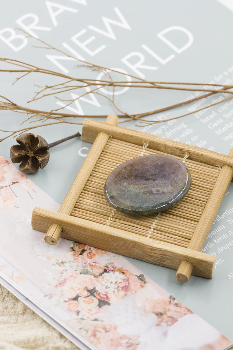 [Australia] - Ouubuuy Indian Agate Thumb Worry Stone Healing Crystal Gemstone Pocket Palm Stone - Anxiety Stress Relieve 