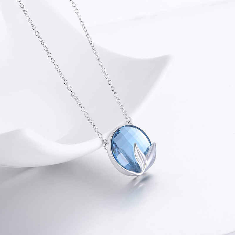 [Australia] - YFN Sterling Silver Go in The Direction of Your Dreams Mermaid Necklace Inspirational Jewelry Birthday Gifts for Her Blue 