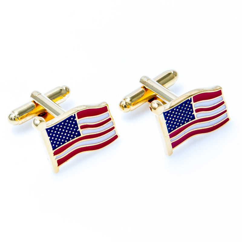 [Australia] - MRCUFF American Official Flag USA America Pair Cufflinks in a Presentation Gift Box & Polishing Cloth flag studs 