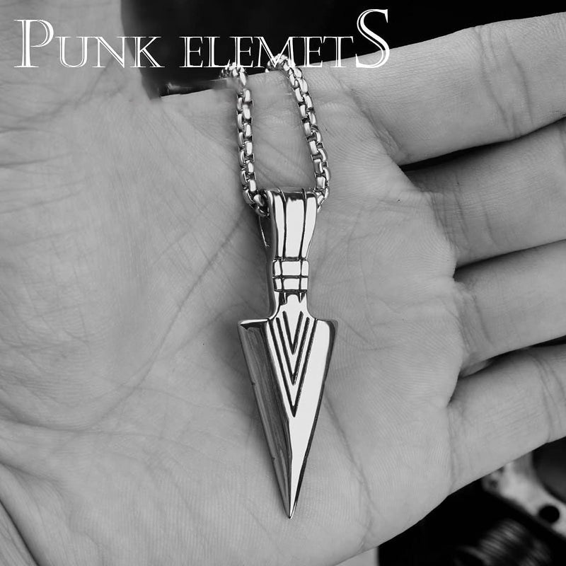 [Australia] - WAINIS 1-3 Pcs Stainless Steel Pendant Necklace for Mens Boys Cool Spearpoint Arrowhead Pendant Chain Necklace Set Black & Silver Tone & Gold Tone A:Silver-tone 