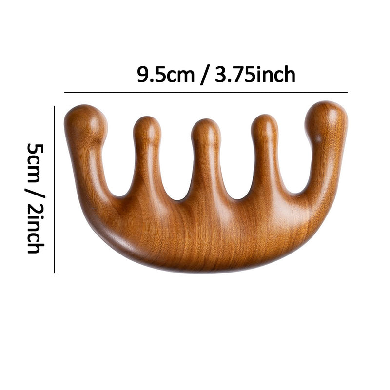 [Australia] - Wooden Massage Comb with Wide Tooth, Scalp Massager Round Tooth Comb, Gua Sha Manual Lymphatic Drainage Massage Tool, Fatigue Relieve Acupoint Massager 