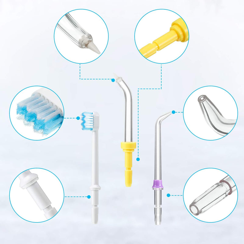 [Australia] - 10 Pieces Replacement Tips Compatible with Waterpik Water Flosser WP-100, WP-100W, WP-260 and More, Includes Classic Jet Tips, Brush Tips and Pocket Tips 