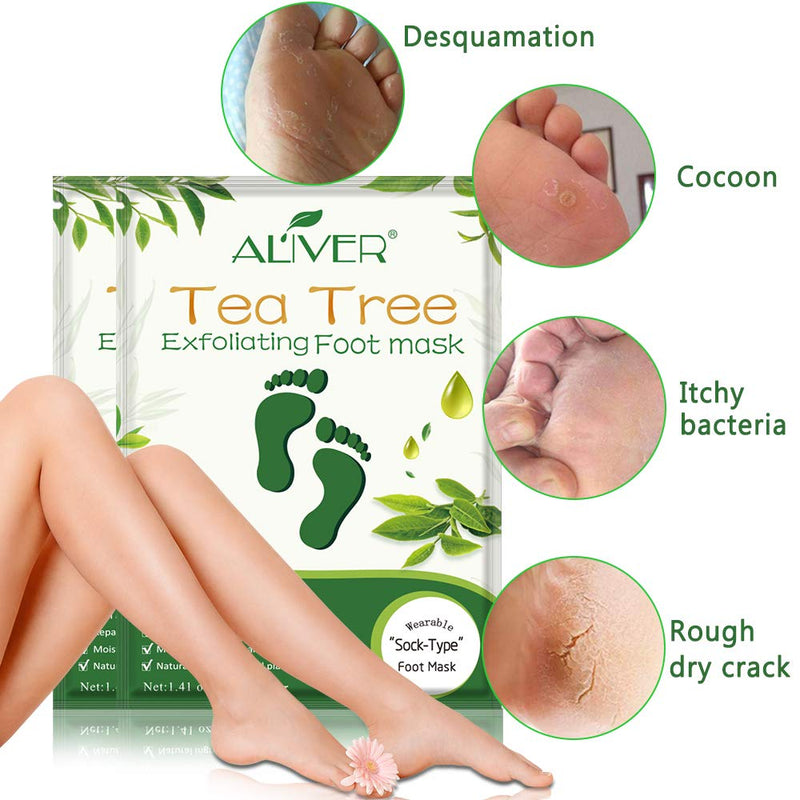 [Australia] - Foot Peel Mask - 5 Pack of Tea Tree Foot Mask - Removes Calluses,Dead and Dry Skin - Repairs Rough Heels, Foot Peeling Mask for Women and Men 