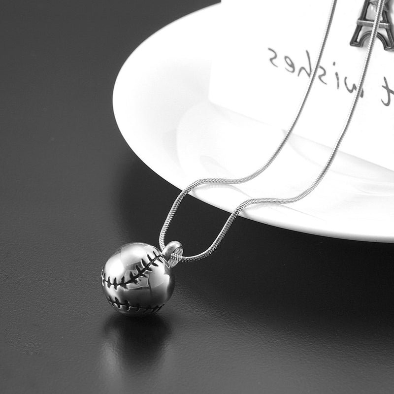 [Australia] - Stainless Steel 20mm Baseball Memorial Urn Jewelry Pendant Hold Cremation Keepsake Necklace for Ashes 