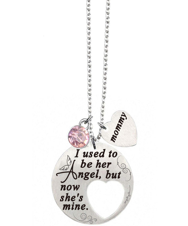 [Australia] - TISDA I Used to Be His/Her Angel But Now He's/She's Mine Daddy/Mommy Memorial Necklace,Stainless Steel Pendant Pink 