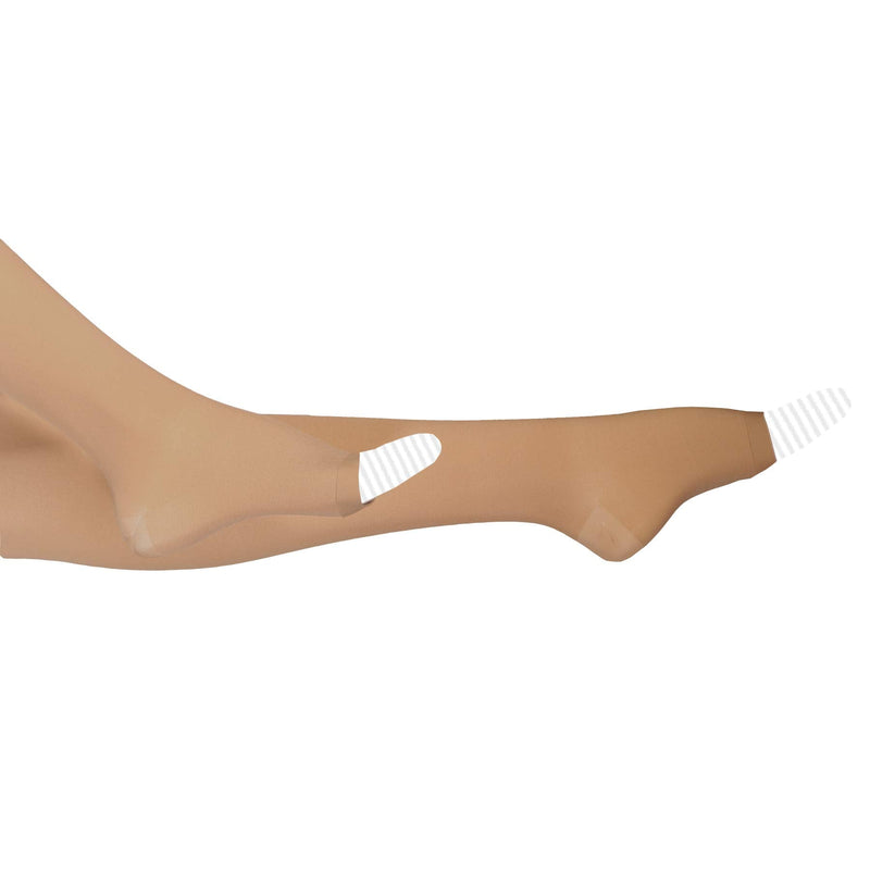 [Australia] - NuVein Surgical Stockings, 18 mmHg Support for Embolic Recovery, Medical Unisex Fit, Thigh High, Open Toe, Beige, Large Large (Pack of 2) 