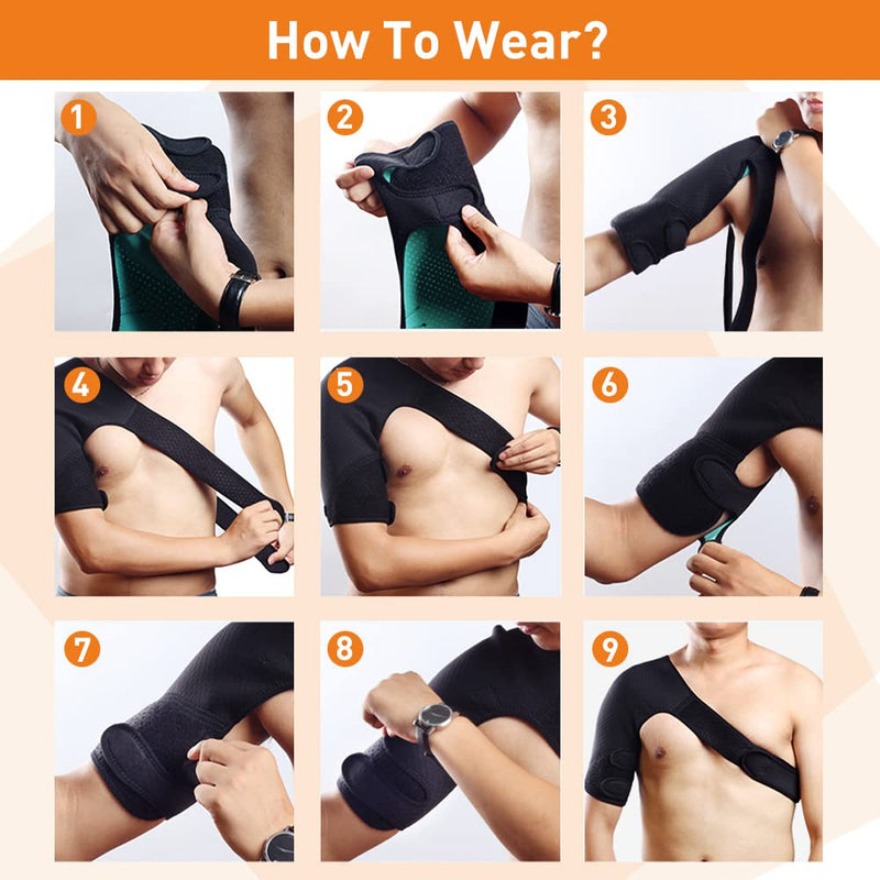 [Australia] - HUEGLO Right Shoulder Brace for Women Men Rotator Cuff,Adjustable Shoulder Support for Shoulder Pain Relief，Dislocated AC Joint,Labrum Tear,Sprain,Soreness,Bursitis, Tendinitis,Shoulder Support Strap,Medium Medium 