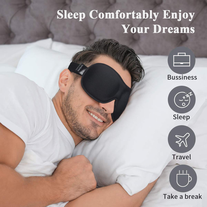 [Australia] - onaEz Sleep Mask New Upgrade Inner Padded Nose Design, Sleep Eye Masks for Women, Soft Breathable Eye Mask for Sleeping, Eye Shade Cover with Adjustable Strap for Travel Yoga Nap A-black 