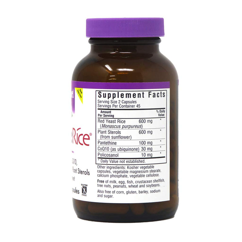 [Australia] - Bluebonnet Nutrition CholesteRice Vegetable Capsules, Red Yeast Rice, Plant Sterols, Pantethine, CoQ10, Policosanol, Vegan, Vegetarian, Non GMO, Gluten Free, Milk Free, SOY-FREE, 90 Vegetable Capsules 90 Count (Pack of 1) 