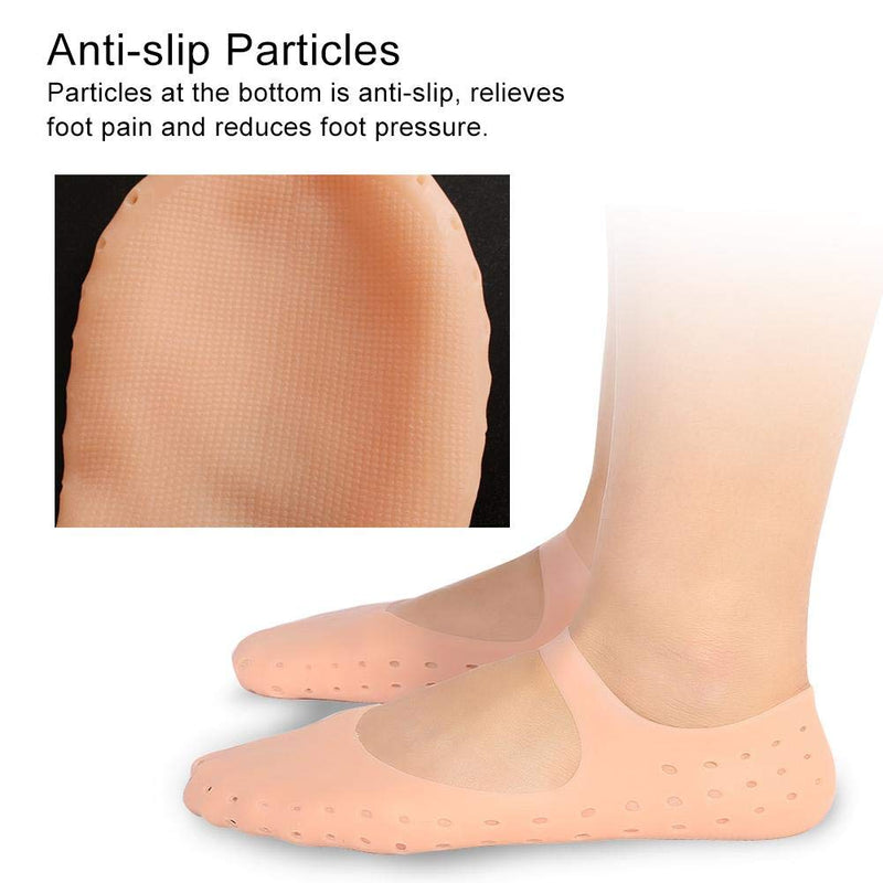 [Australia] - Silicone Socks, 1 Pair of Foot Anti-Cracks Protective Foot Care Socks Prevention Tool, for Care of Cracked Feet in Dry Skin Unisex(Skin Color-M) Skin Color M 