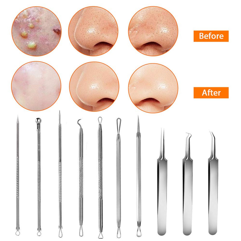 [Australia] - 10PCS Blackhead Remover Pimple Extractor Tool, Comedone Pimple Extractor Tool, Acne Kit for Blackhead, Whitehead Popping, Curved Blackhead Tweezers Kit 