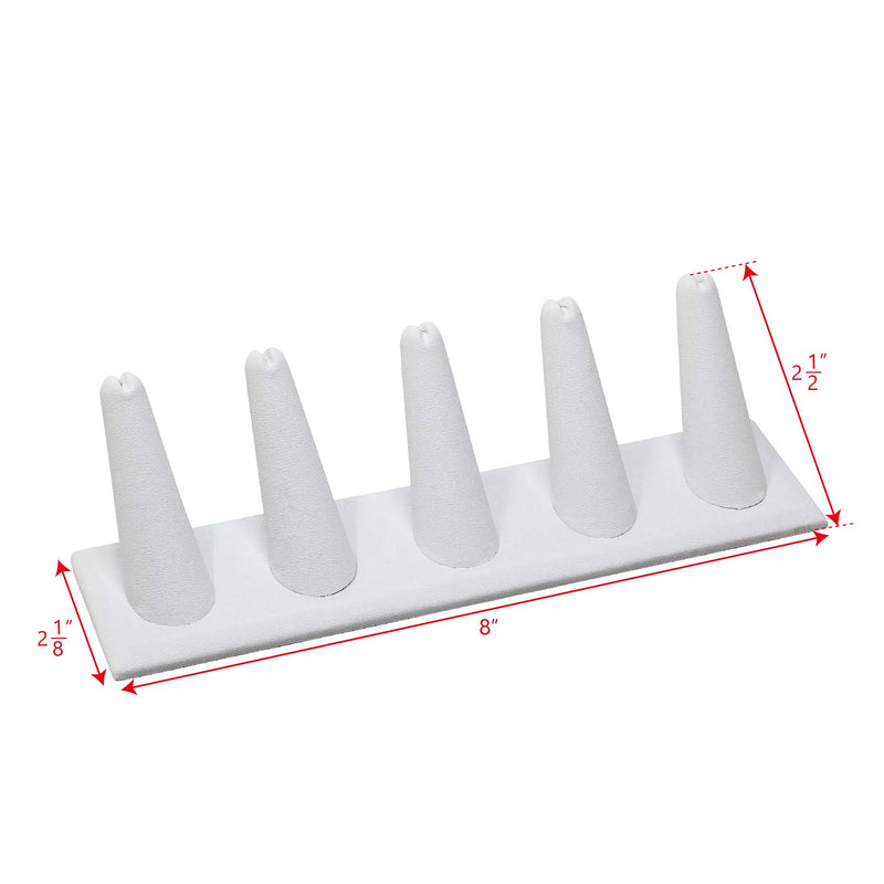 [Australia] - Mooca 2 Pcs Set Ring Organizer for Showcase Display Drawer 5 Long Ring Storage Holder Jewelry Display Stands Showcase Jewelry Storage Counter, White Leatherette, 8"W x 2 1/8"D x 2 1/2"H 