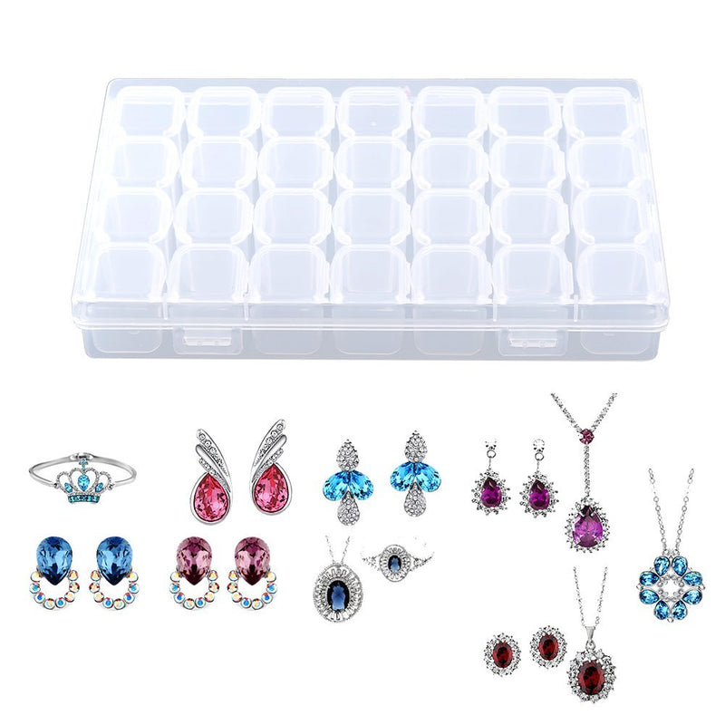 [Australia] - Clear Plastic Medicine Box 28 Slots Pill Box Adjustable Tablet Medicine Pill Container Jewelry Storage Organizer Box Pill Box Organiser Weekly Pill Box 17.5x10.8x2.7cm 