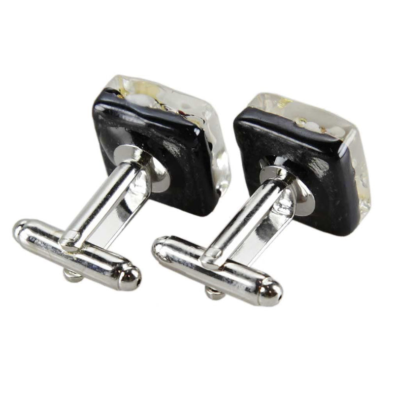 [Australia] - GlassOfVenice Murano Glass Venetian Classic Square Cufflinks - Black Gold 