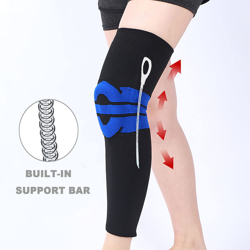 [Australia] - SVDpirit Professional Knee Brace Compression Sleeves(1pc) Full Leg Sleeves For Men Women Patella Gel Pads & Side Stabilizers 1007BL Large Black 