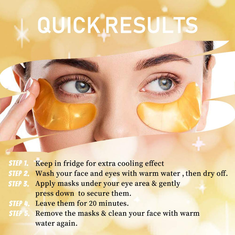 [Australia] - Vandarllin24K Gold Powder Gel Collagen Eye Masks Sheet Patch, Remove Bags,Dark Circles &Puffiness,Reduce Wrinkle,Moisturising,Hydrating,Uplifting Whitening,for Blackheads (10 Pairs) 10 Count 