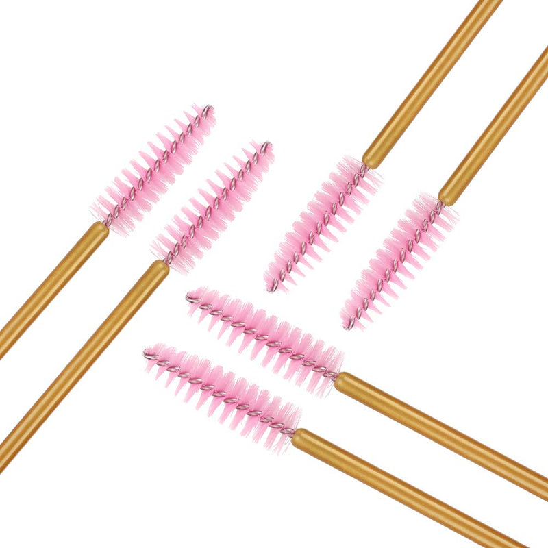 [Australia] - 300 Pack Mascara Wand Eyelash Brush Disposable Eye Lash Applicator Makeup Tool Kit, Gold/Pink Gold/Pink-300pcs 
