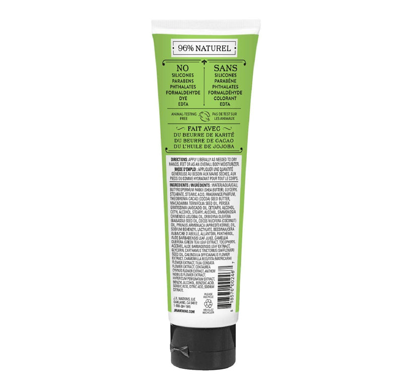 [Australia] - J.R. Watkins Natural Moisturizing Hand Cream, Hydrating Hand Moisturizer with Shea Butter, Cocoa Butter, and Avocado Oil, USA Made and Cruelty Free, 3.3oz, Aloe & Green Tea, Single 3.3 Ounce (Pack of 1) 