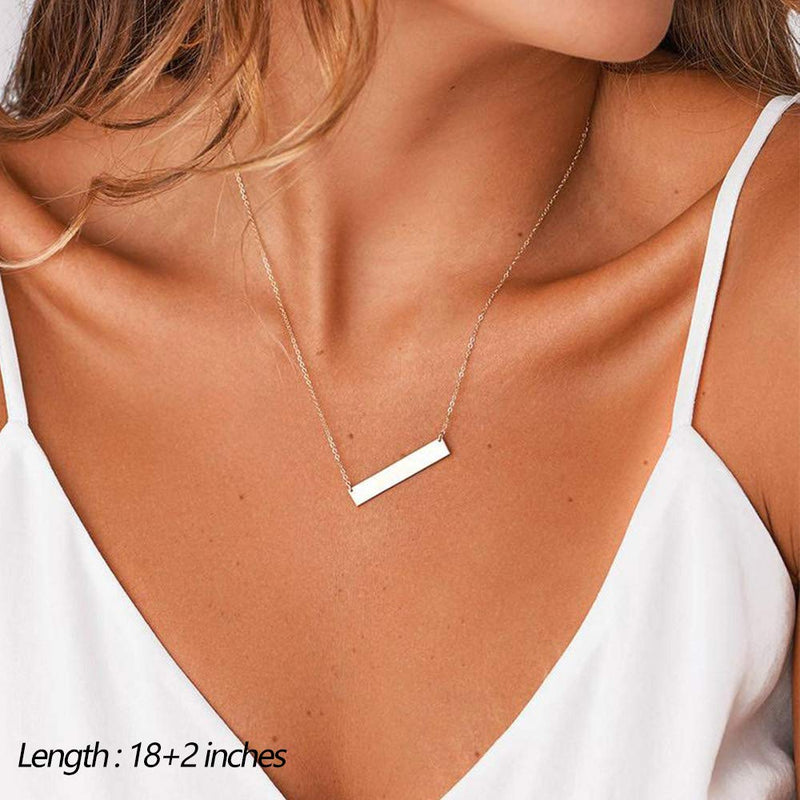 [Australia] - Turandoss Dainty Layered Choker Necklace, Handmade 14K Gold Plated Y Pendant Necklace Multilayer Bar Disc Necklace Adjustable Layering Choker Necklaces for Women "3PCS - Pearls&Bar&Hammered Disc 