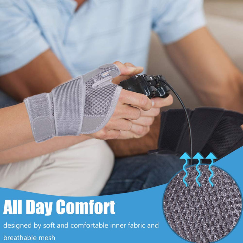 [Australia] - INFILAR Thumb Splint with Wrist Brace - Thumb Support Brace for Wrist Hand Thumb Stabilizer Fits Both Right Left Hand for Men and Women, Gray 1 PC(Gray) One Size 